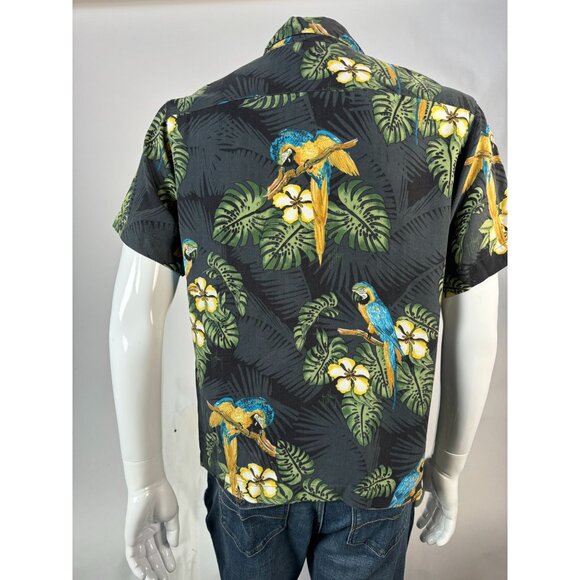 Guy Harvey By Aftco Bluewater Parrot Floral Silk Hawaiian Shirt M - Picture 16 of 16